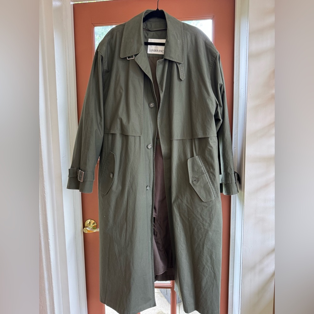 Vintage London Fog Green Trench Coat Classic with Liner
